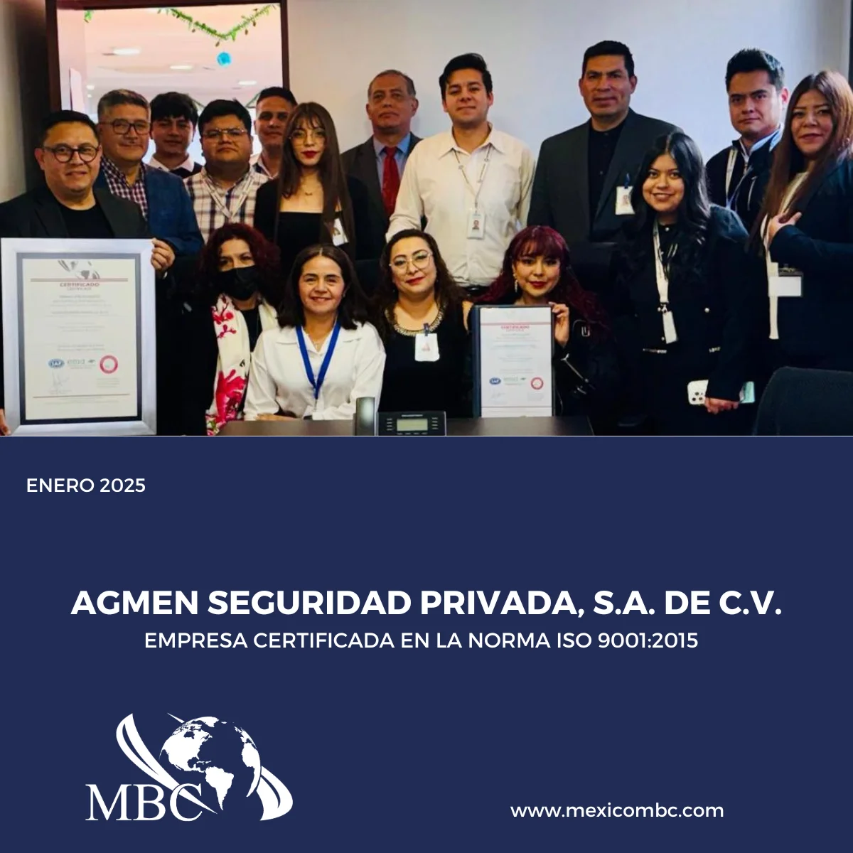 Certificación ISO 9001 Agmen Seguridad